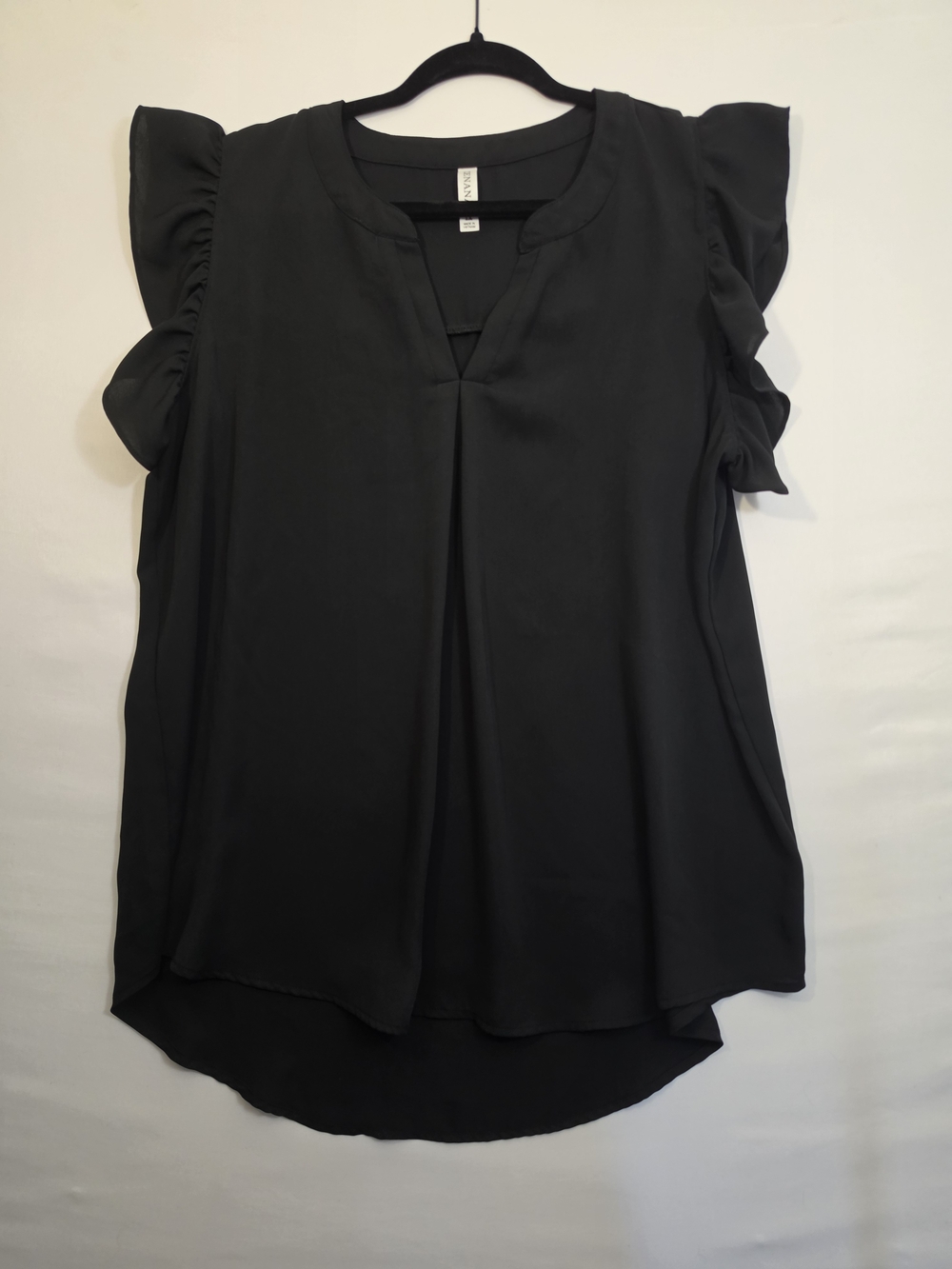Zenana Women’s XL Black Ruffle Sleeve V Neck Blouse Workwear Top
